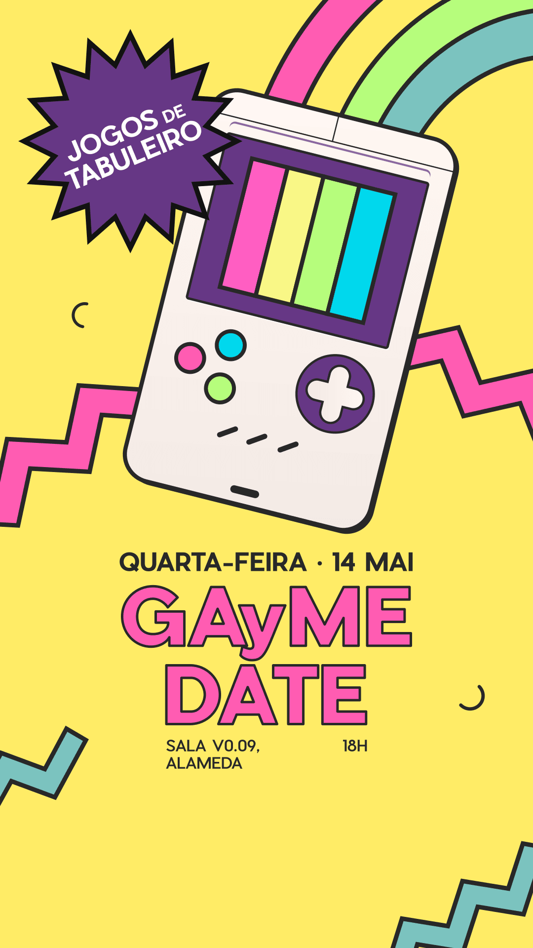 Cartaz do evento GAyME DATE: Jogos de tabuleiro V, parte de GAyME DATE