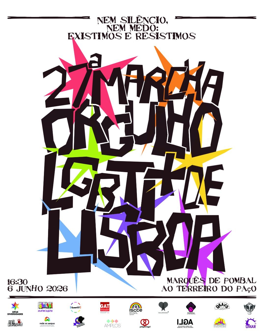 Cartaz da série de eventos Marcha do Orgulho LGBTI+ de Lisboa 2026, parte de Marcha do Orgulho LGBTI+ de Lisboa