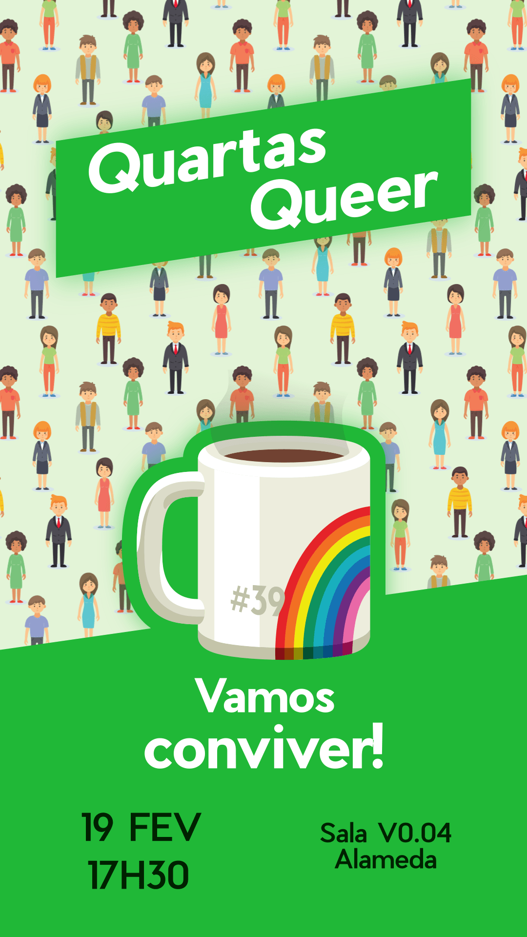 Cartaz do evento Vamos conviver! #39, parte de Quartas Queer