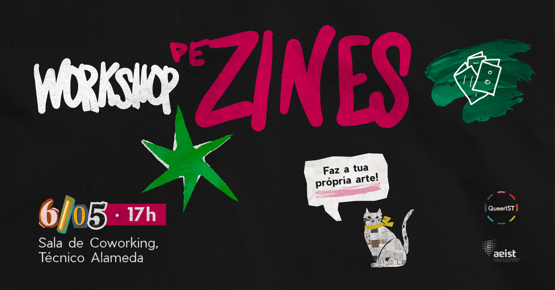 Cartaz do evento Workshop de Zines, parte de Worshops